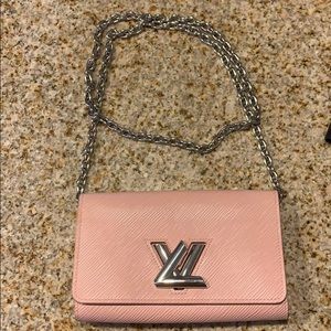 Pink Louie Vuitton Twist Chain Wallet